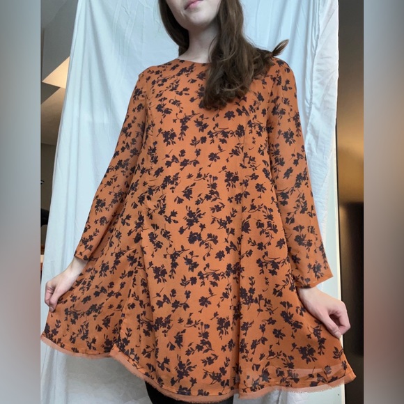 Orange Fall Kimchi Blue Long Sleeve Dress - Picture 2 of 3